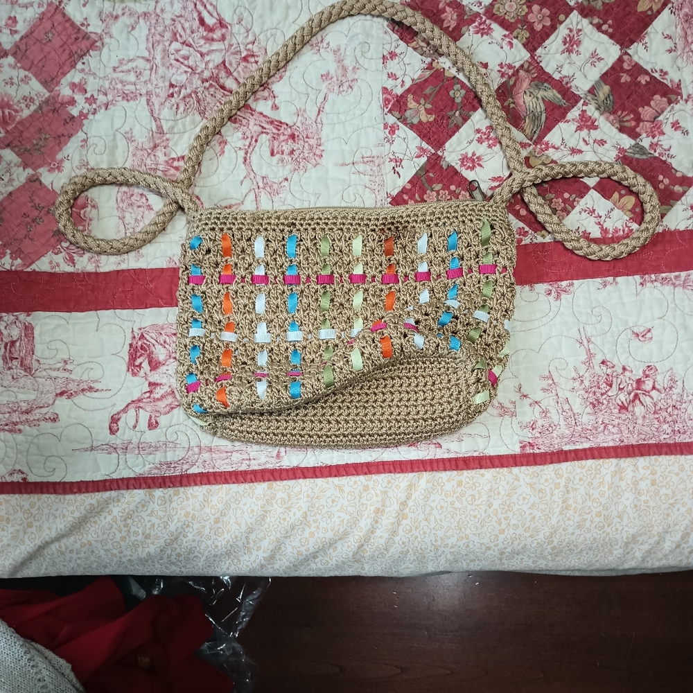 Croft & Barrow - Crochet Style Shoulder Bag - Multicolour - H 11” x W 14.5”